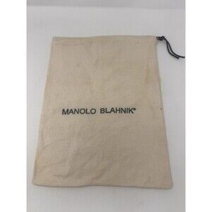 MANOLO BLAHNIK Drawstring Dust Bag Handbag Shoes Cream Travel Protect 14”x10”